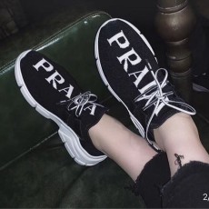(국내배송) 프라다 PRADA 니트 패브릭 스니커즈 블랙화이트